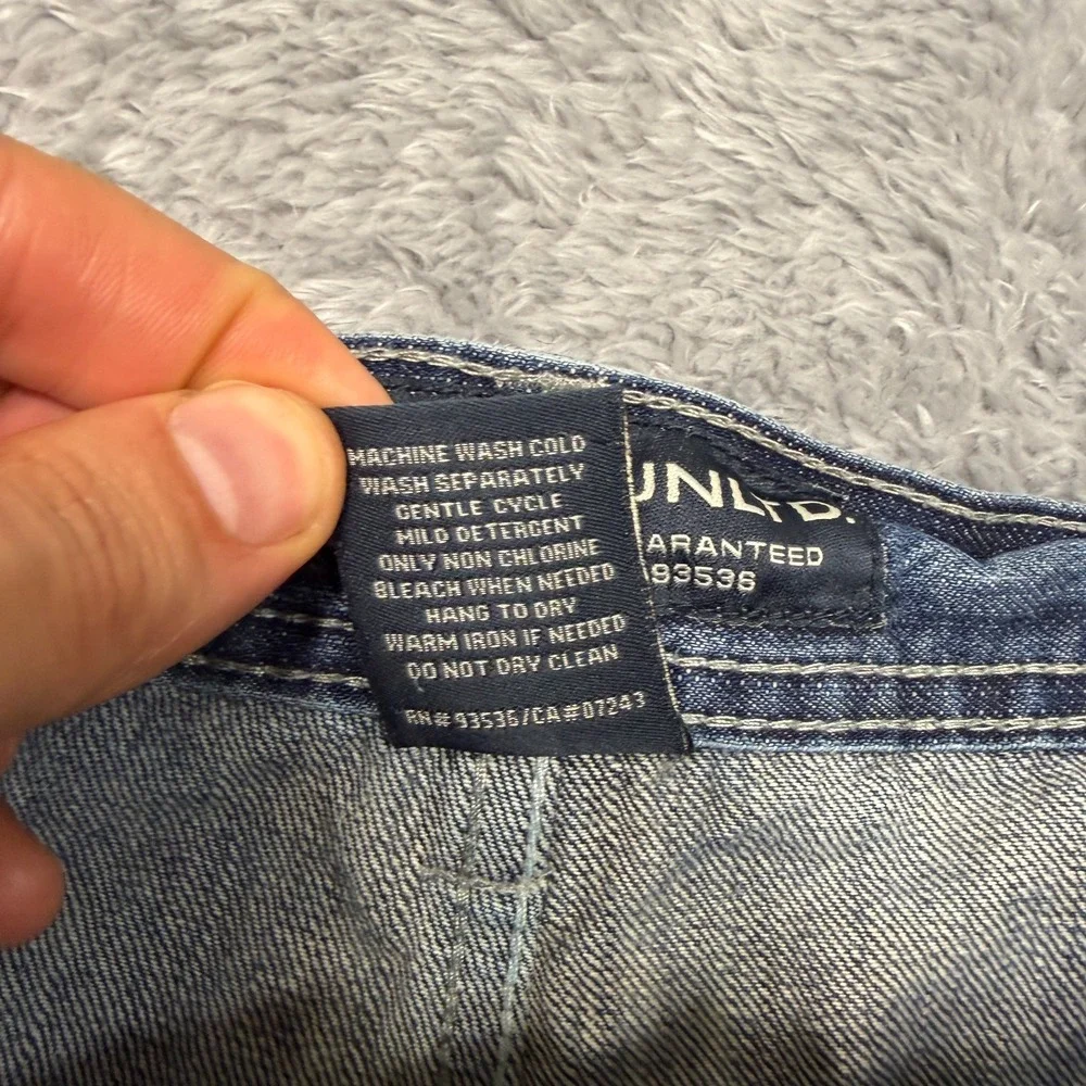 Ecko Untld Wide Leg Jeans Mens 38x31 Blue Baggy Y2K Distressed Denim Skater 90s